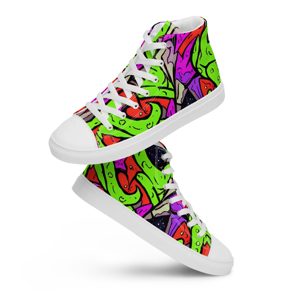 Luminous Depths on Men's High Top Canvas Shoes — Front