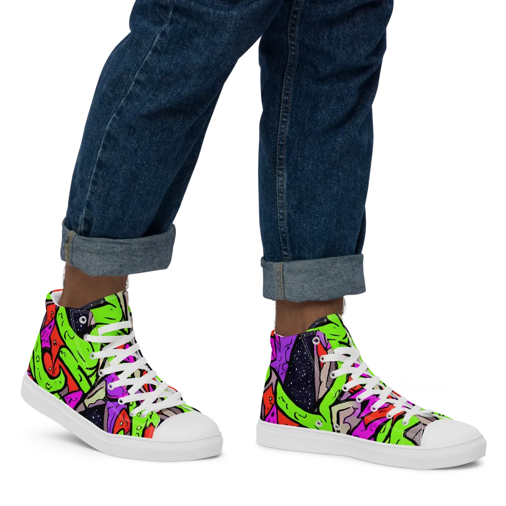 Luminous Depths on Men's High Top Canvas Shoes — Right