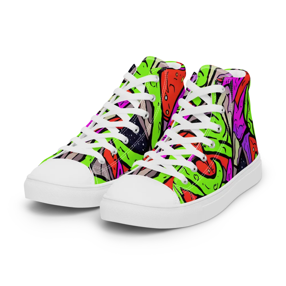 Luminous Depths on Women's High Top Canvas Shoes — Left Front