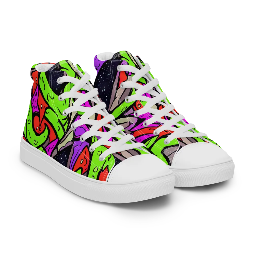 Luminous Depths on Women's High Top Canvas Shoes — Right Front