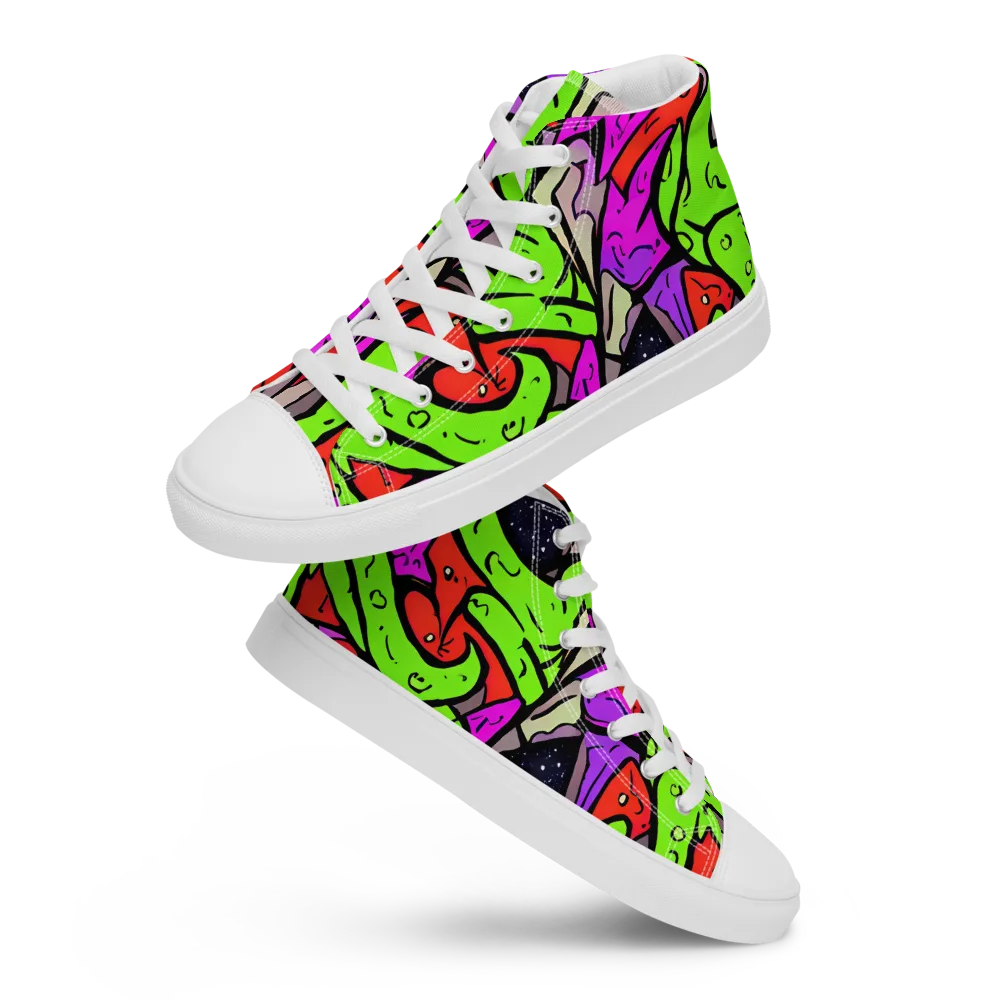 Luminous Depths on Women's High Top Canvas Shoes — Front