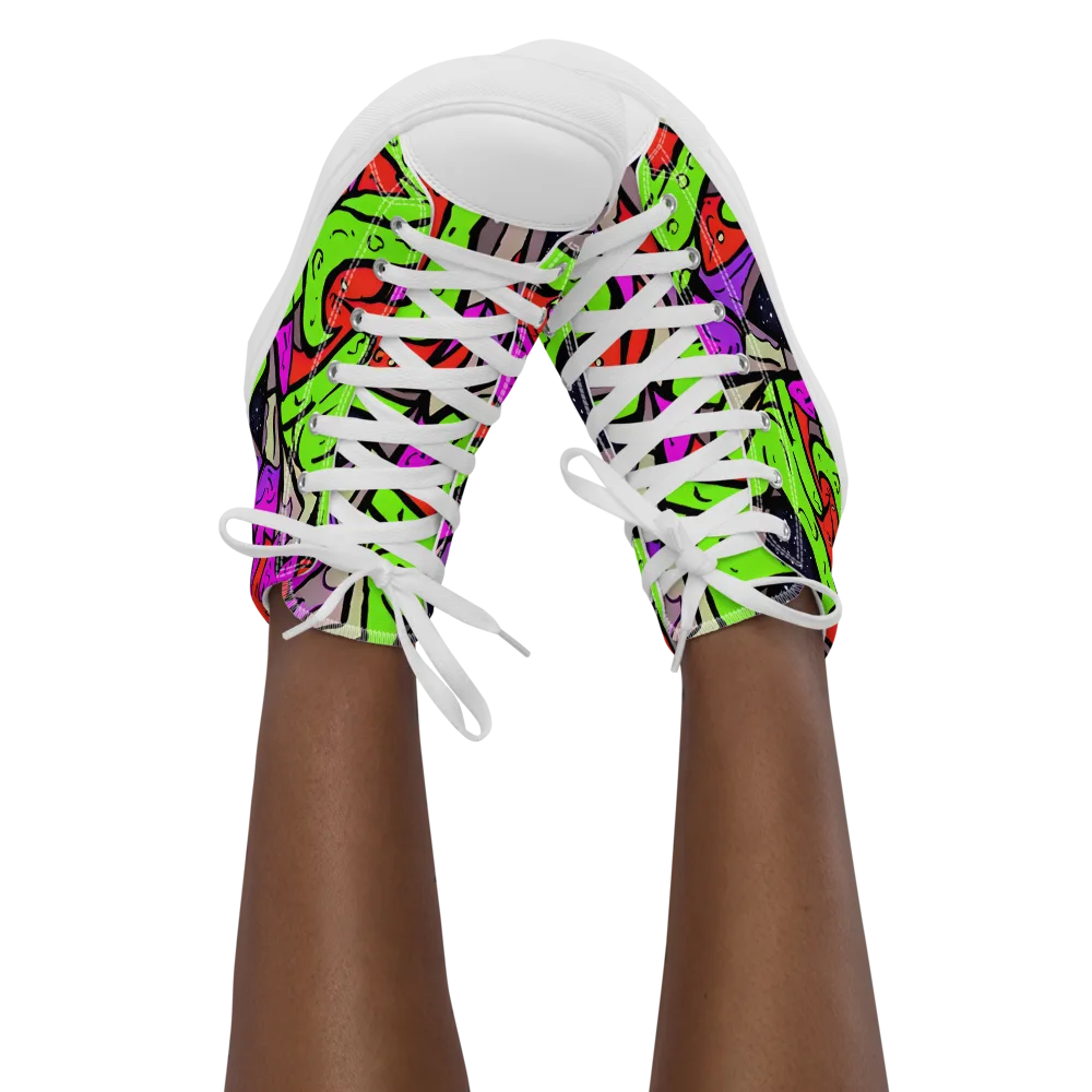 Luminous Depths on Women's High Top Canvas Shoes — Front