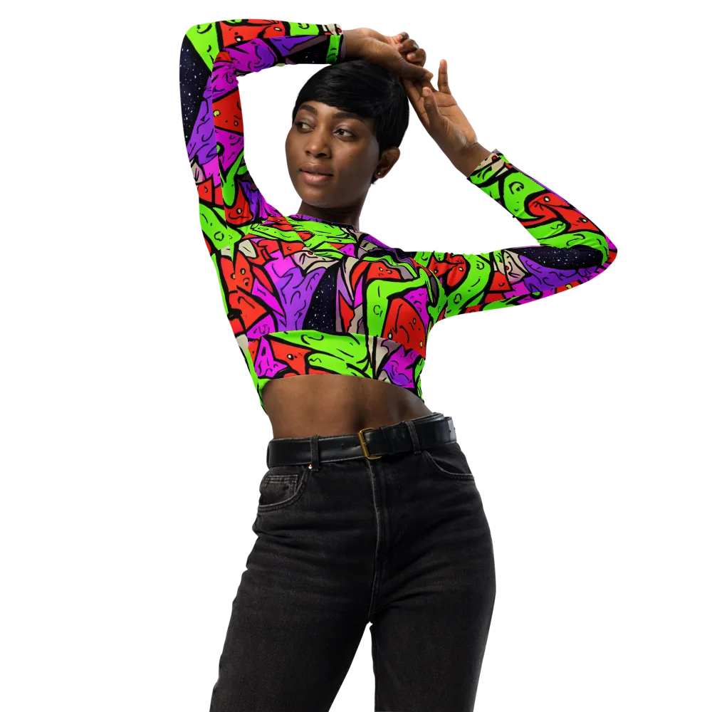 Luminous Depths on Long Sleeve Crop Top — Front