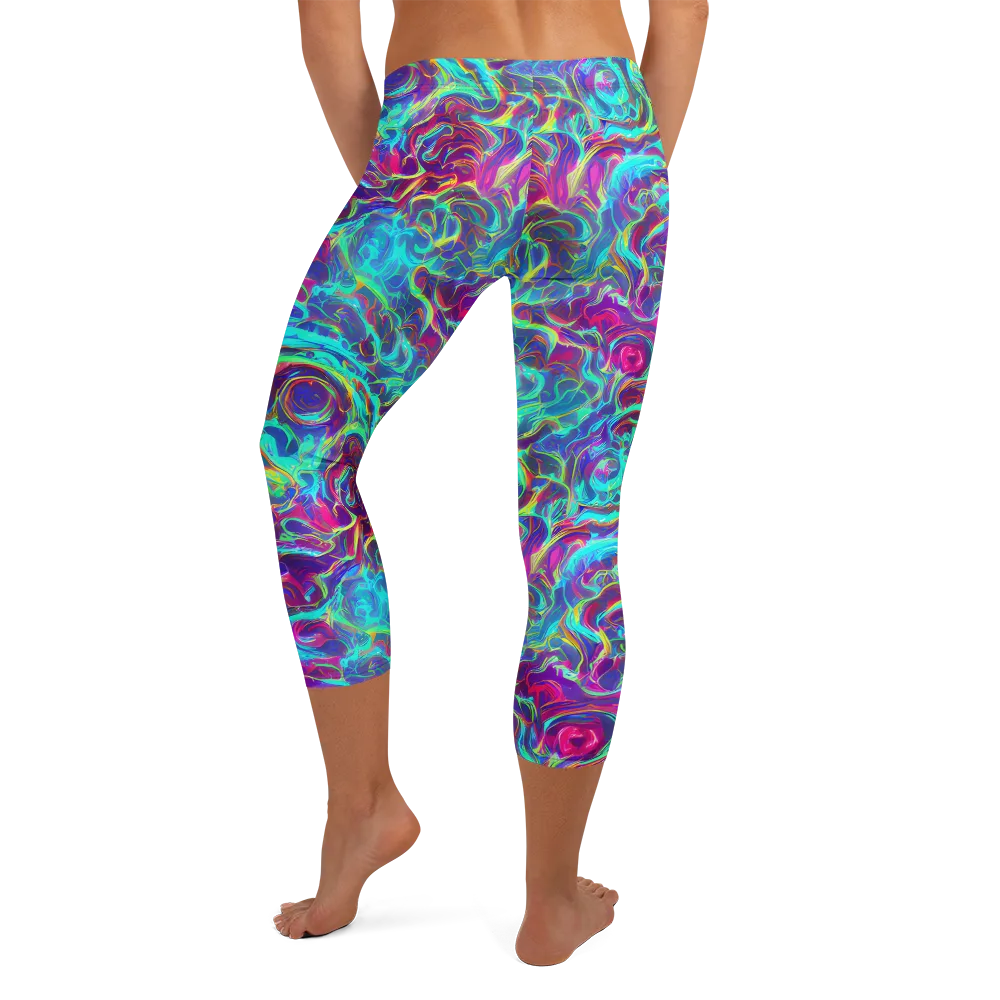 Surreal Riptide on Capri Leggings — Back