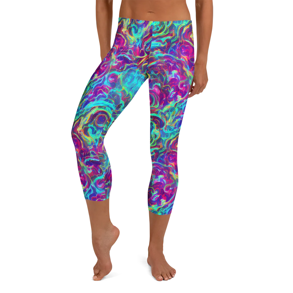 Surreal Riptide on Capri Leggings — Front
