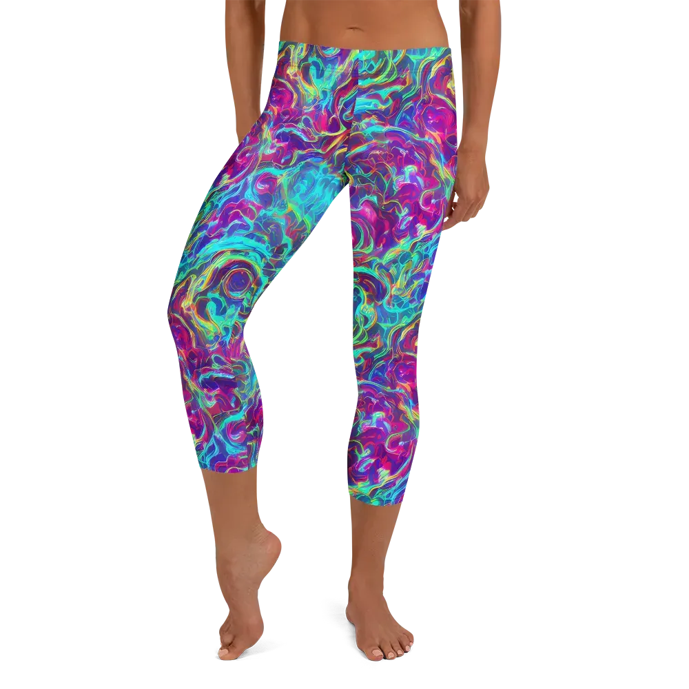 Surreal Riptide on Capri Leggings — Front