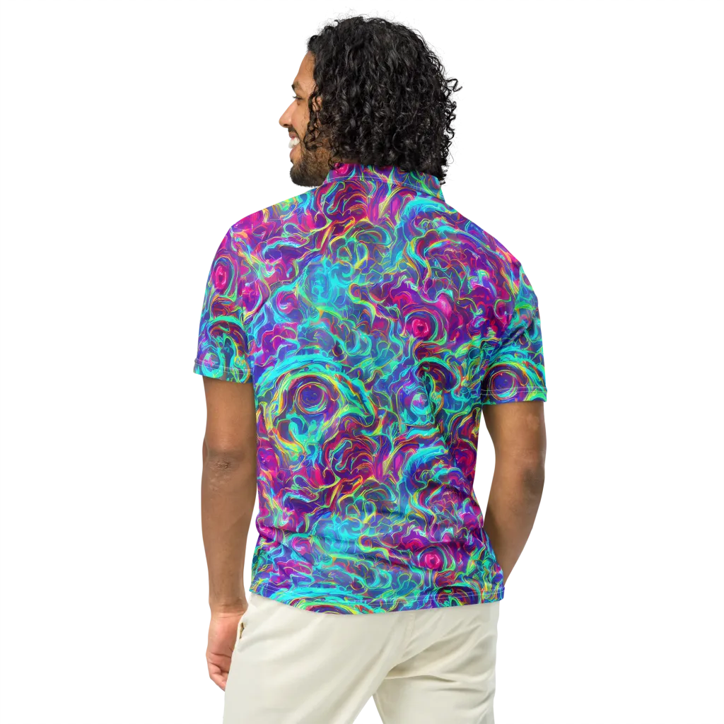 Surreal Riptide on Men's Slim Fit Polo Shirt — Back