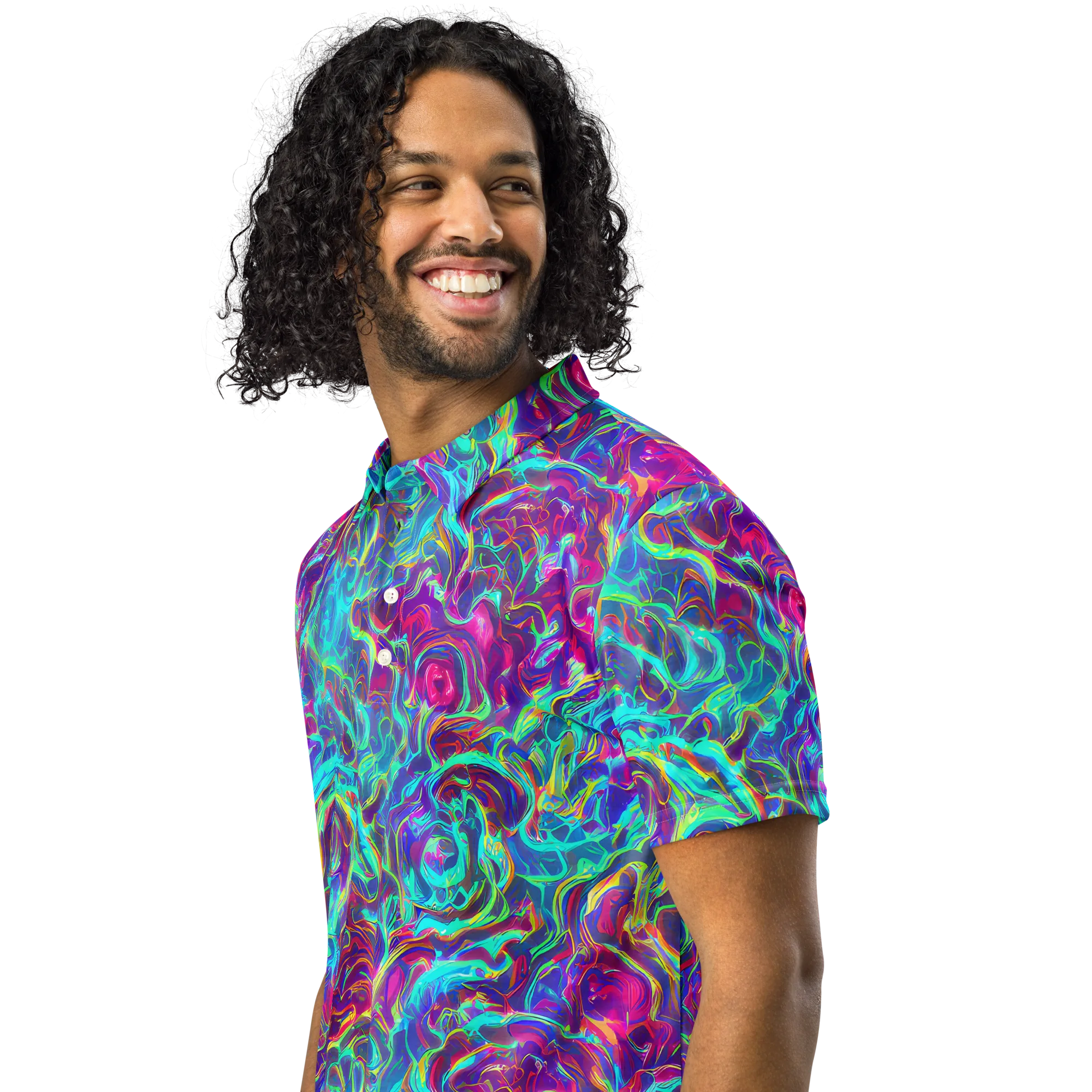 Surreal Riptide on Men's Slim Fit Polo Shirt — Left Front