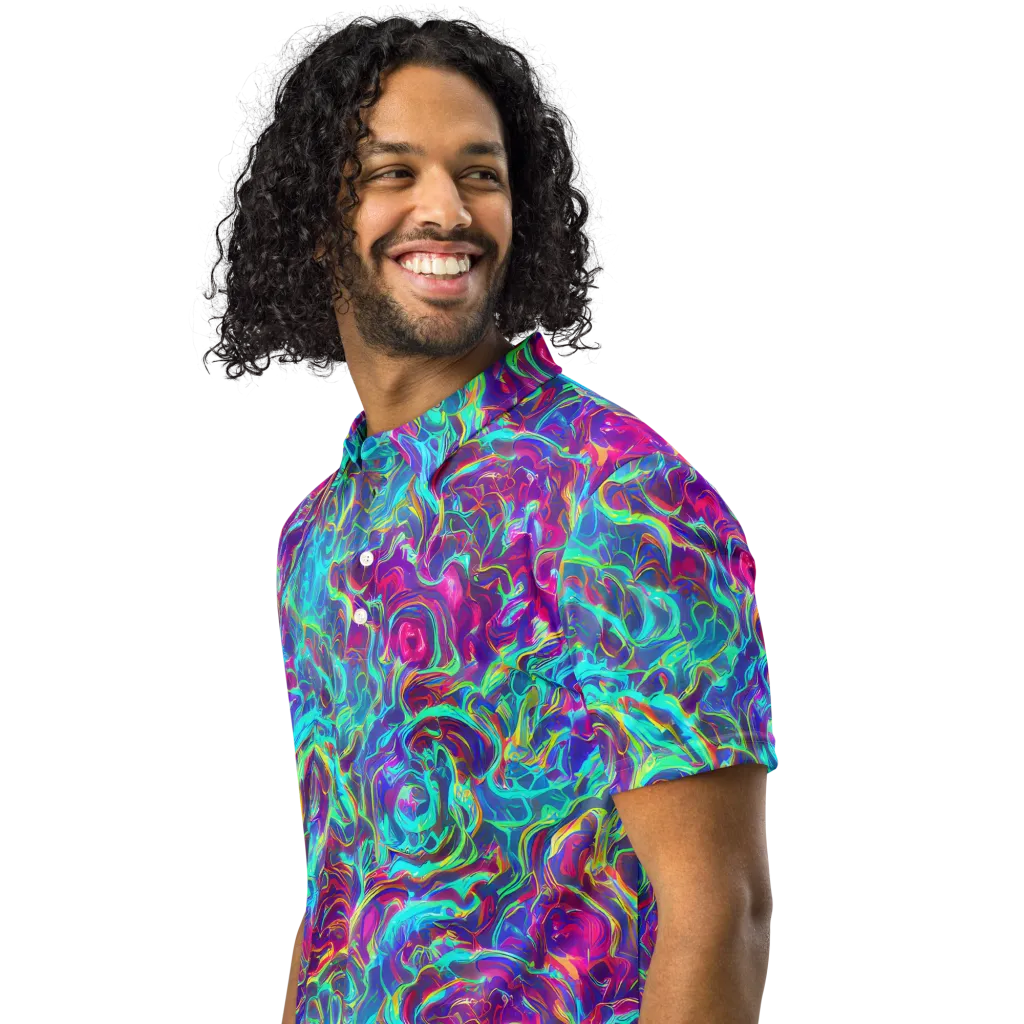 Surreal Riptide on Men's Slim Fit Polo Shirt — Left Front