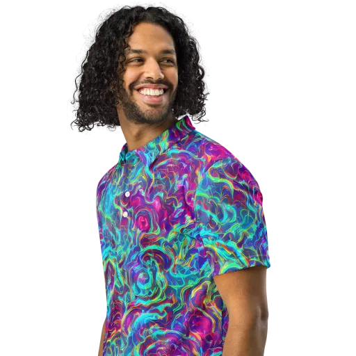 Surreal Riptide on a Men's Slim Fit Polo Shirt