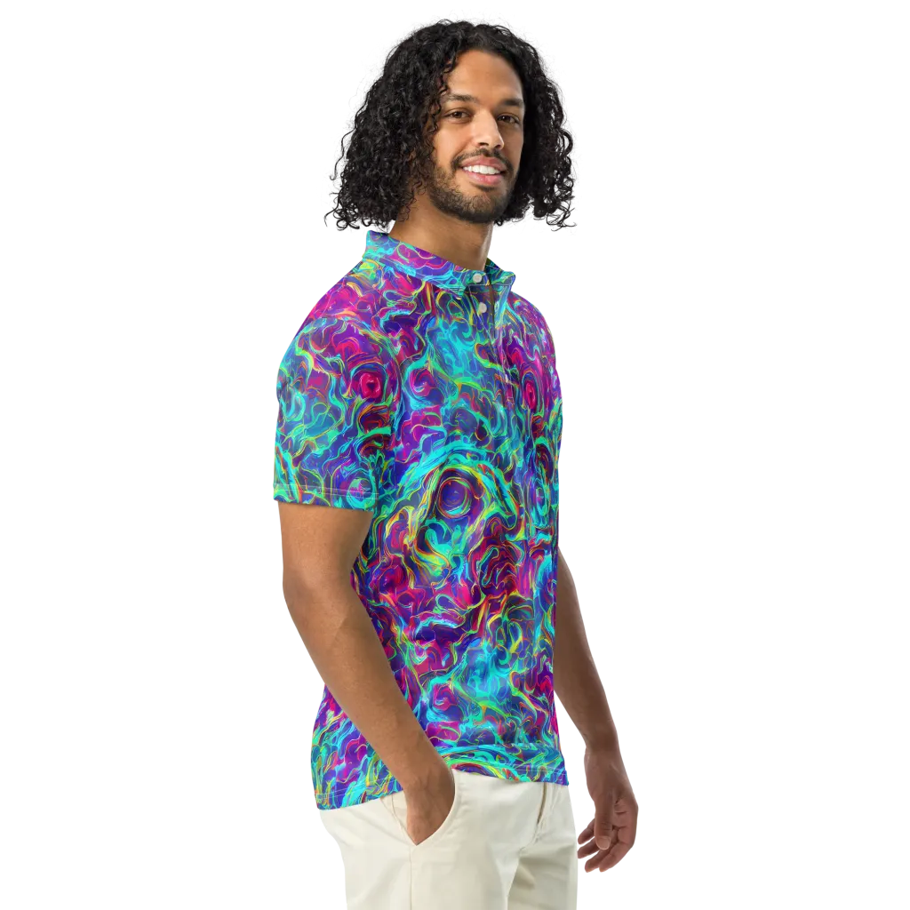 Surreal Riptide on Men's Slim Fit Polo Shirt — Right Front
