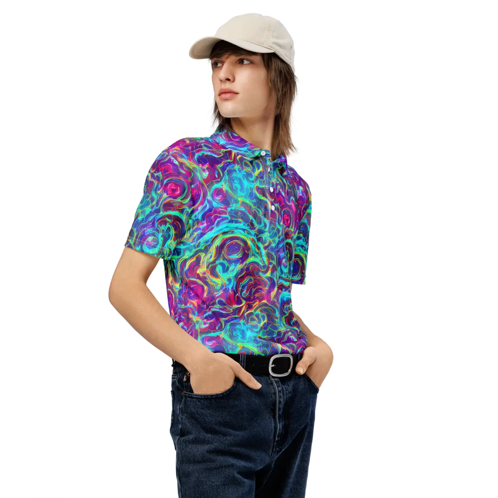 Surreal Riptide on Men's Slim Fit Polo Shirt — Right Front