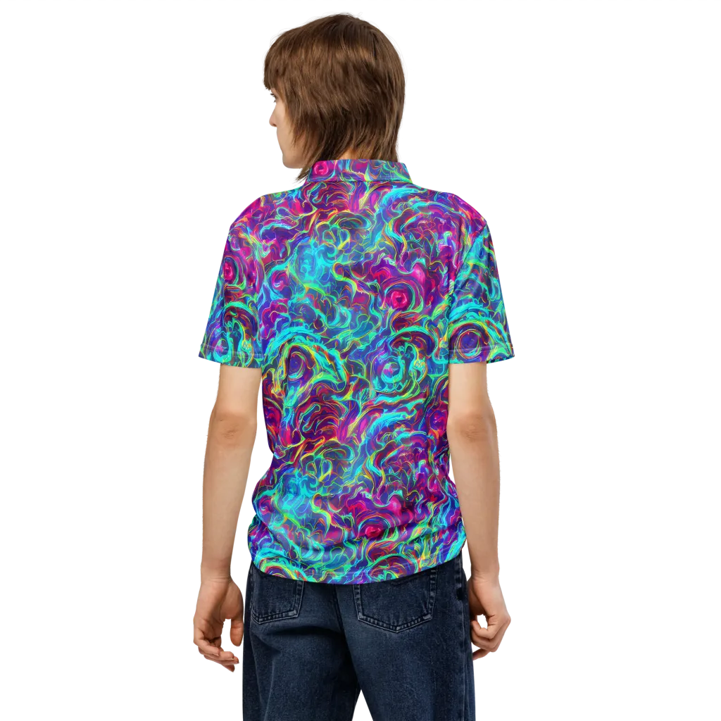 Surreal Riptide on Men's Slim Fit Polo Shirt — Back