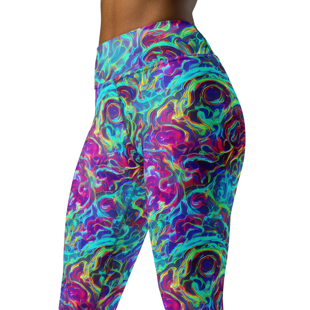 Surreal Riptide on Yoga Leggings — Left Front