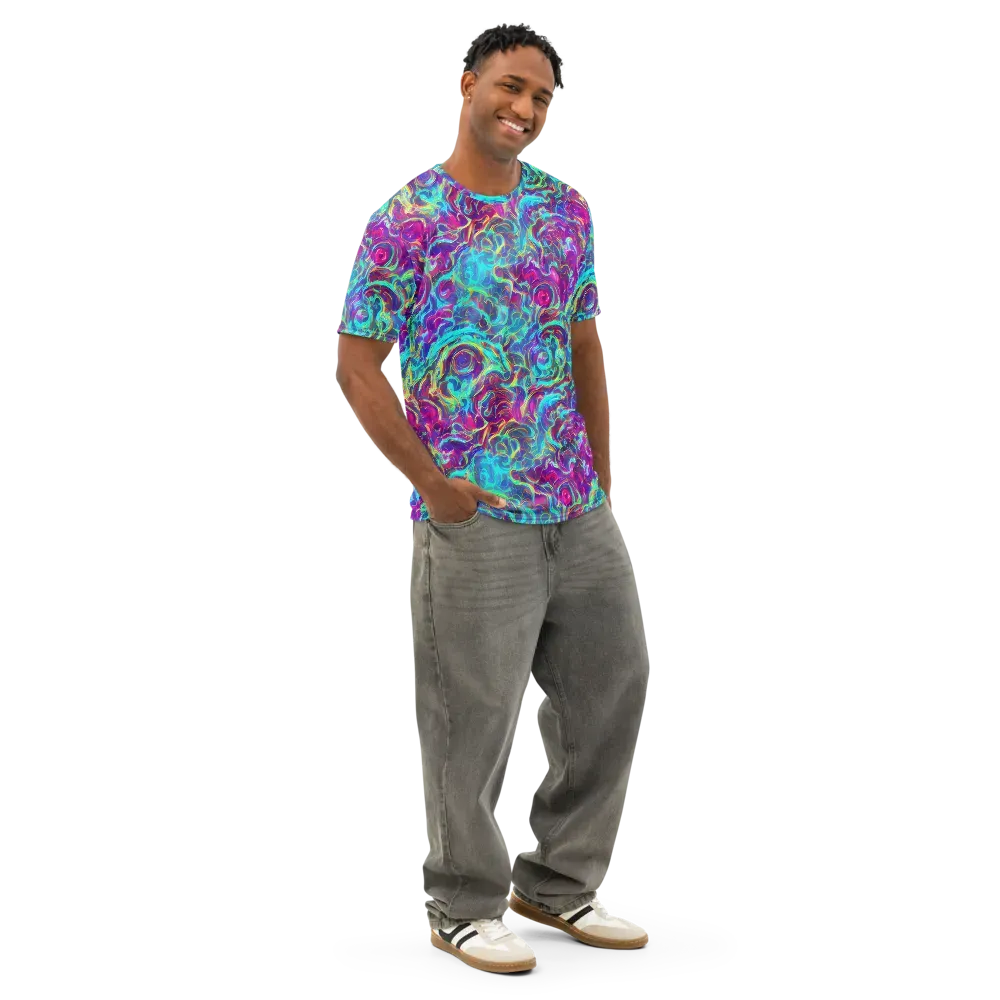 Surreal Riptide on Men's Cotton Crew Neck T-Shirt — Right Front