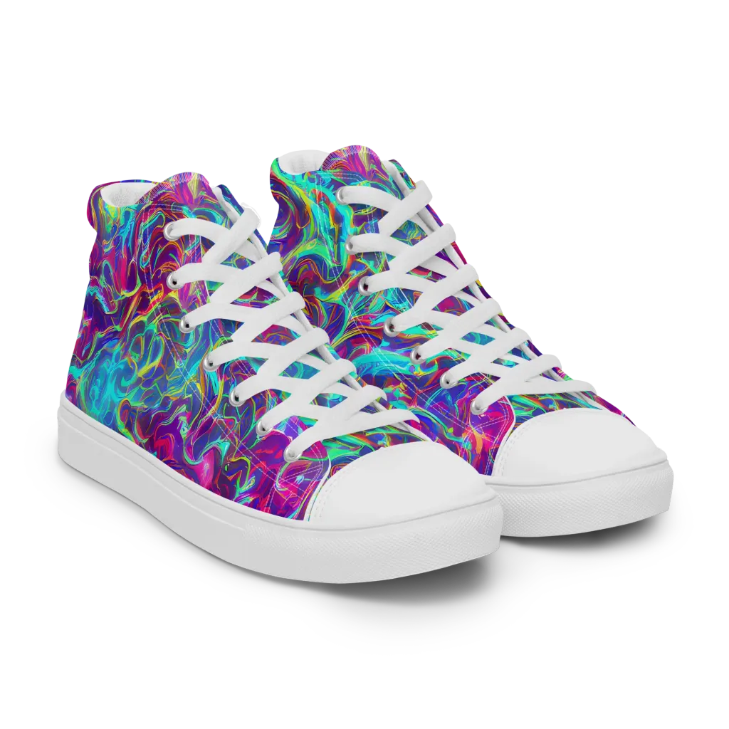 Surreal Riptide on Men's High Top Canvas Shoes — Right Front