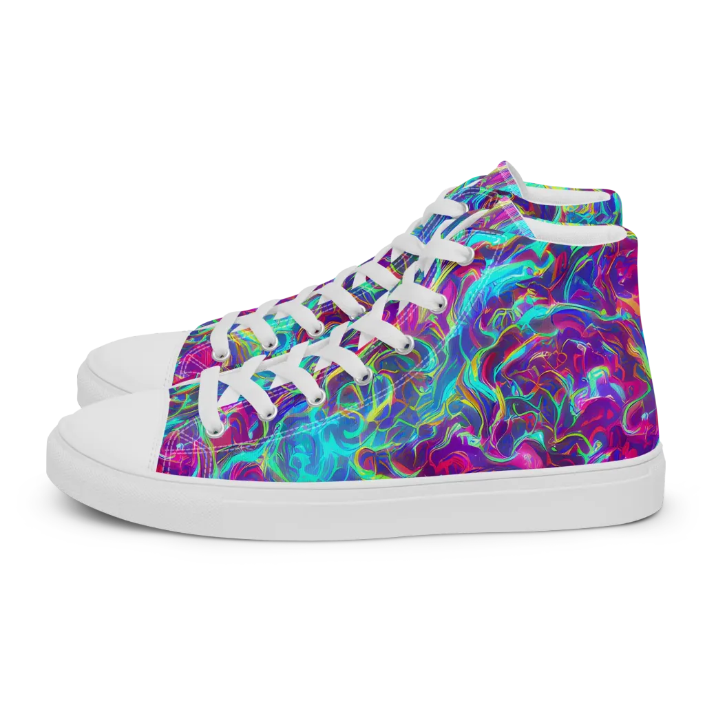 Surreal Riptide on Men's High Top Canvas Shoes — Left