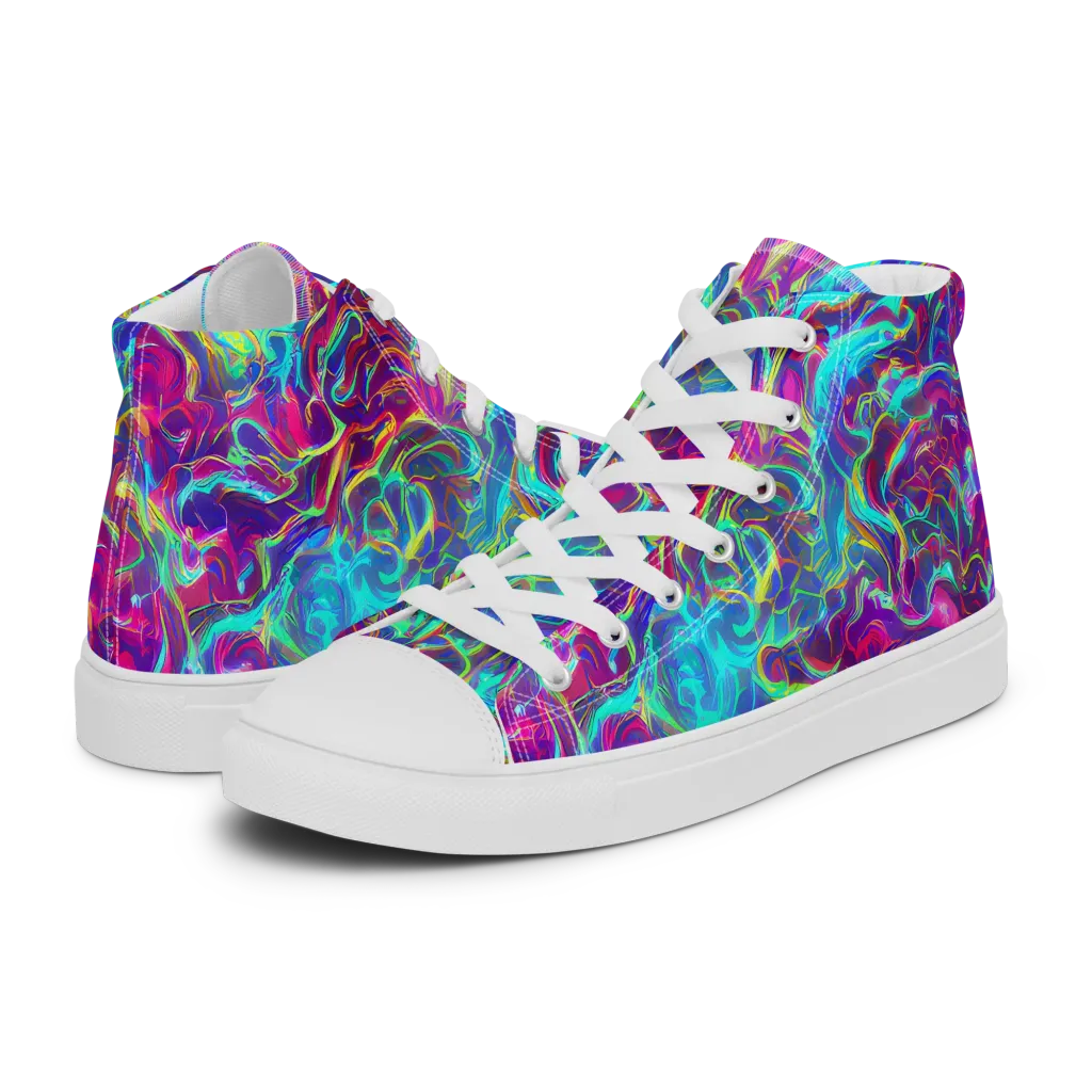 Surreal Riptide on Men's High Top Canvas Shoes — Left
