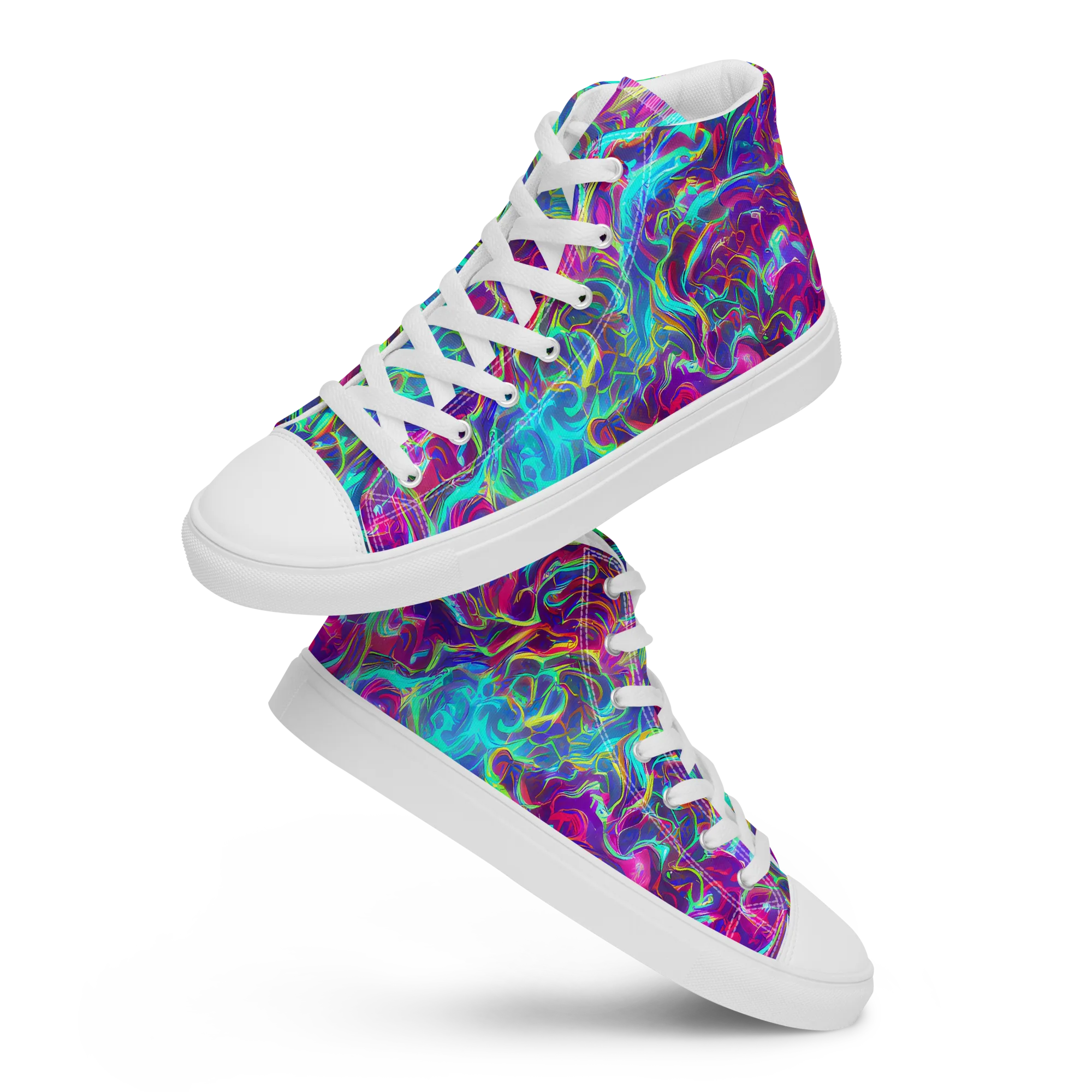 Surreal Riptide on Men's High Top Canvas Shoes — Front