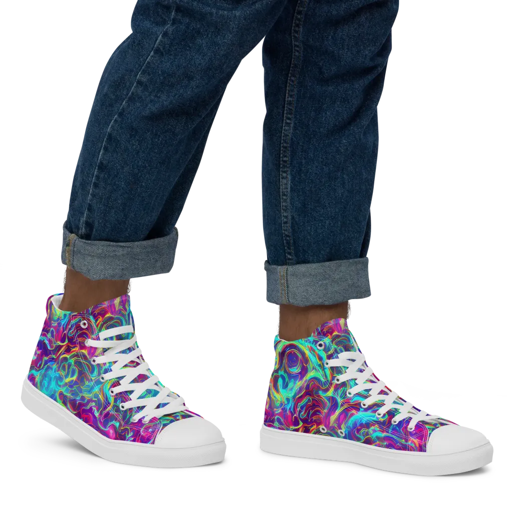 Surreal Riptide on Men's High Top Canvas Shoes — Right
