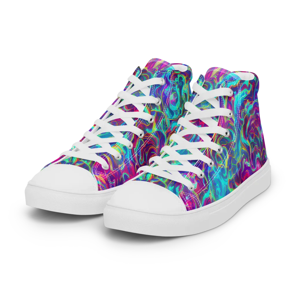 Surreal Riptide on Women's High Top Canvas Shoes — Left Front