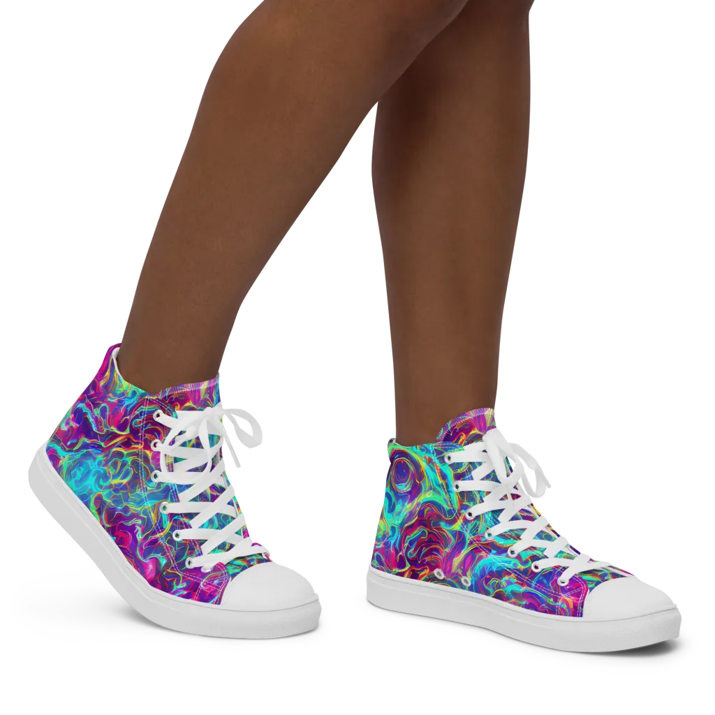 Surreal Riptide on Women's High Top Canvas Shoes — Right