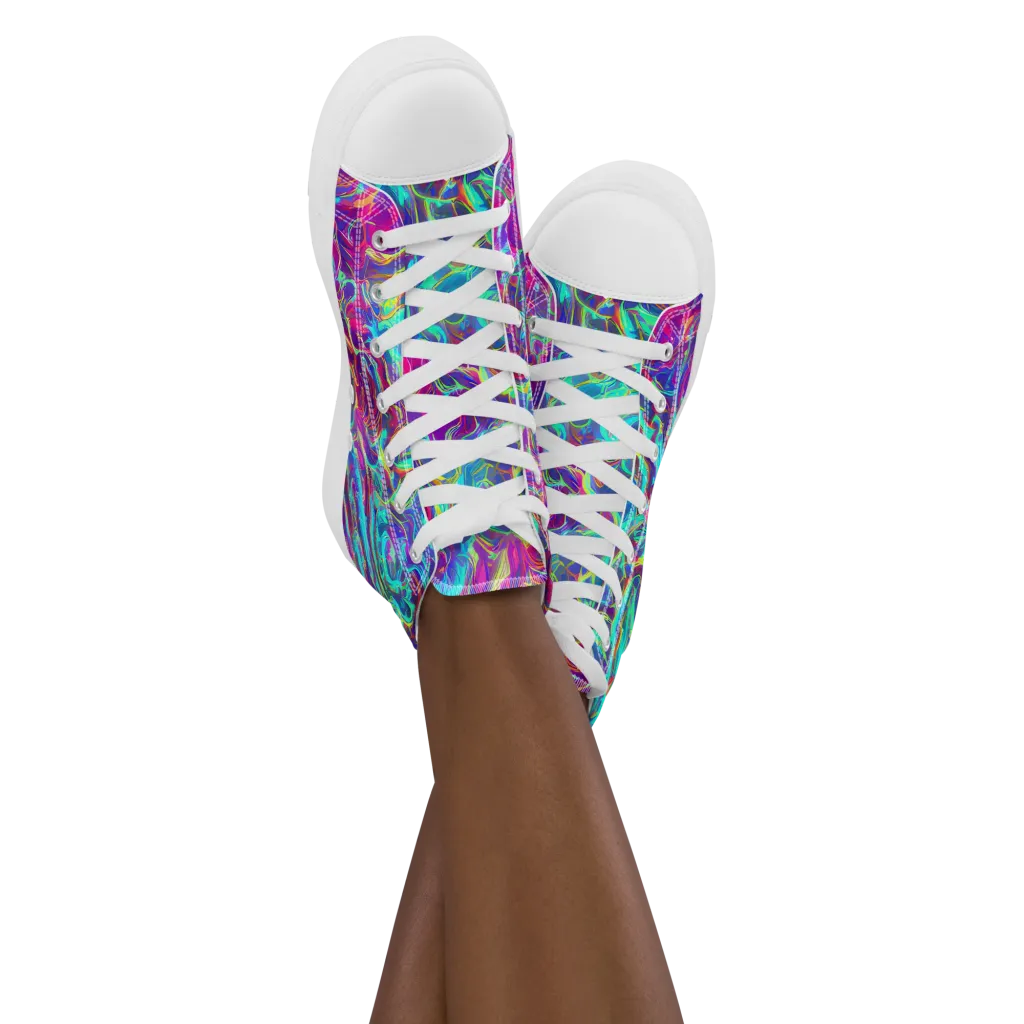 Surreal Riptide on Women's High Top Canvas Shoes — Front