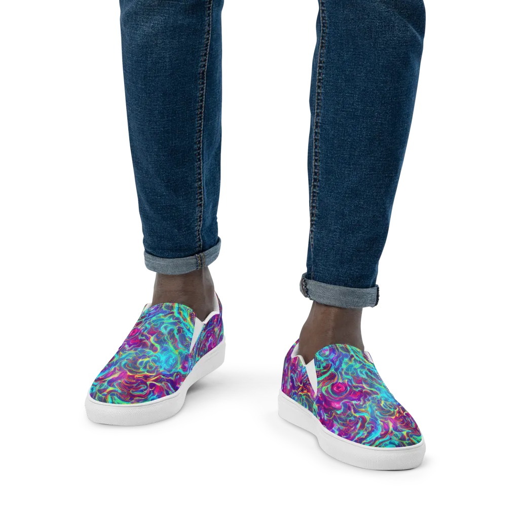 Surreal Riptide on Men's Slip-On Canvas Shoes — Front