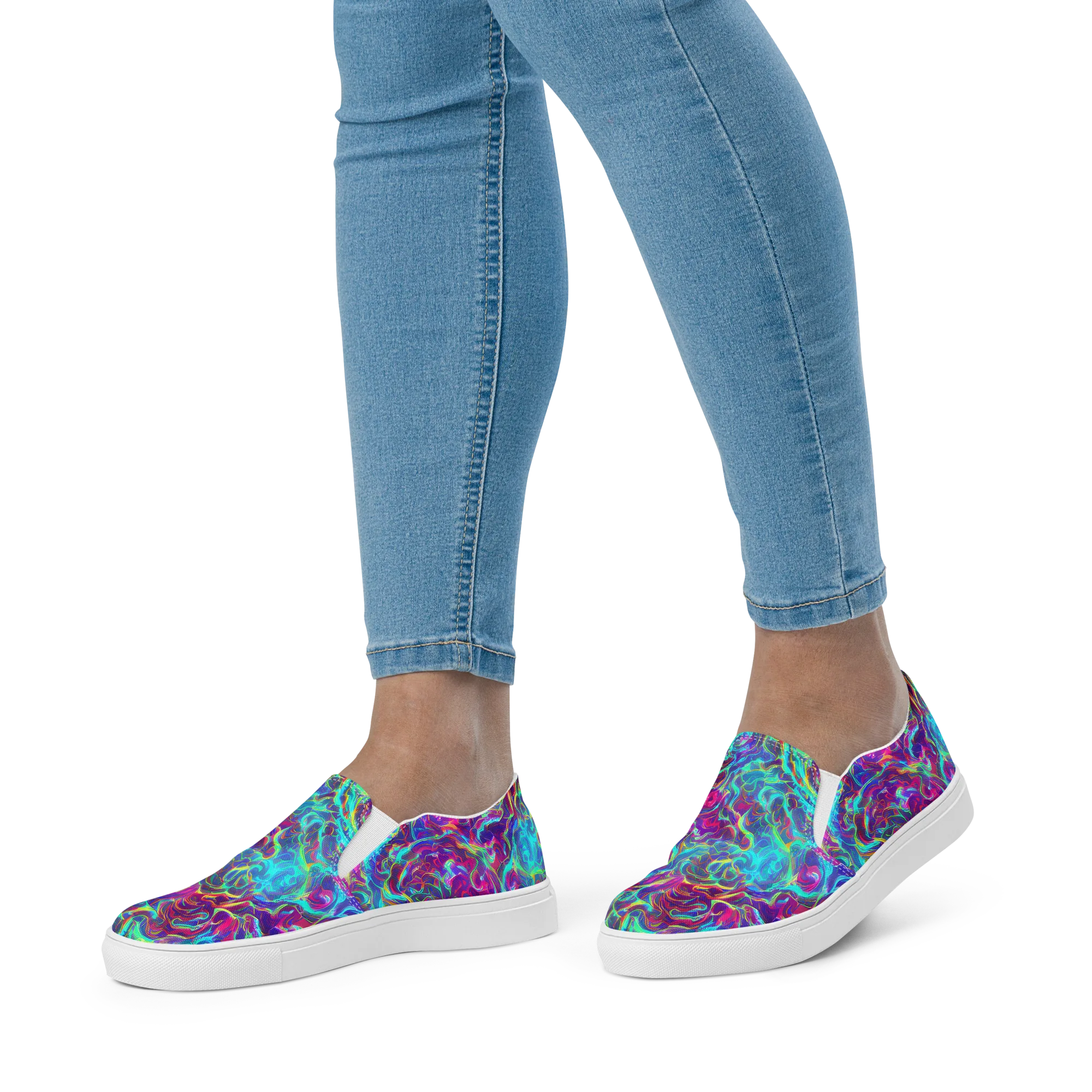 Surreal Riptide on Women's Slip-On Canvas Shoes — Front