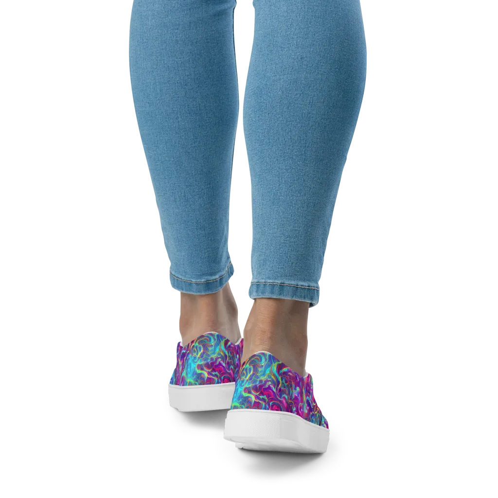 Surreal Riptide on Women's Slip-On Canvas Shoes — Back