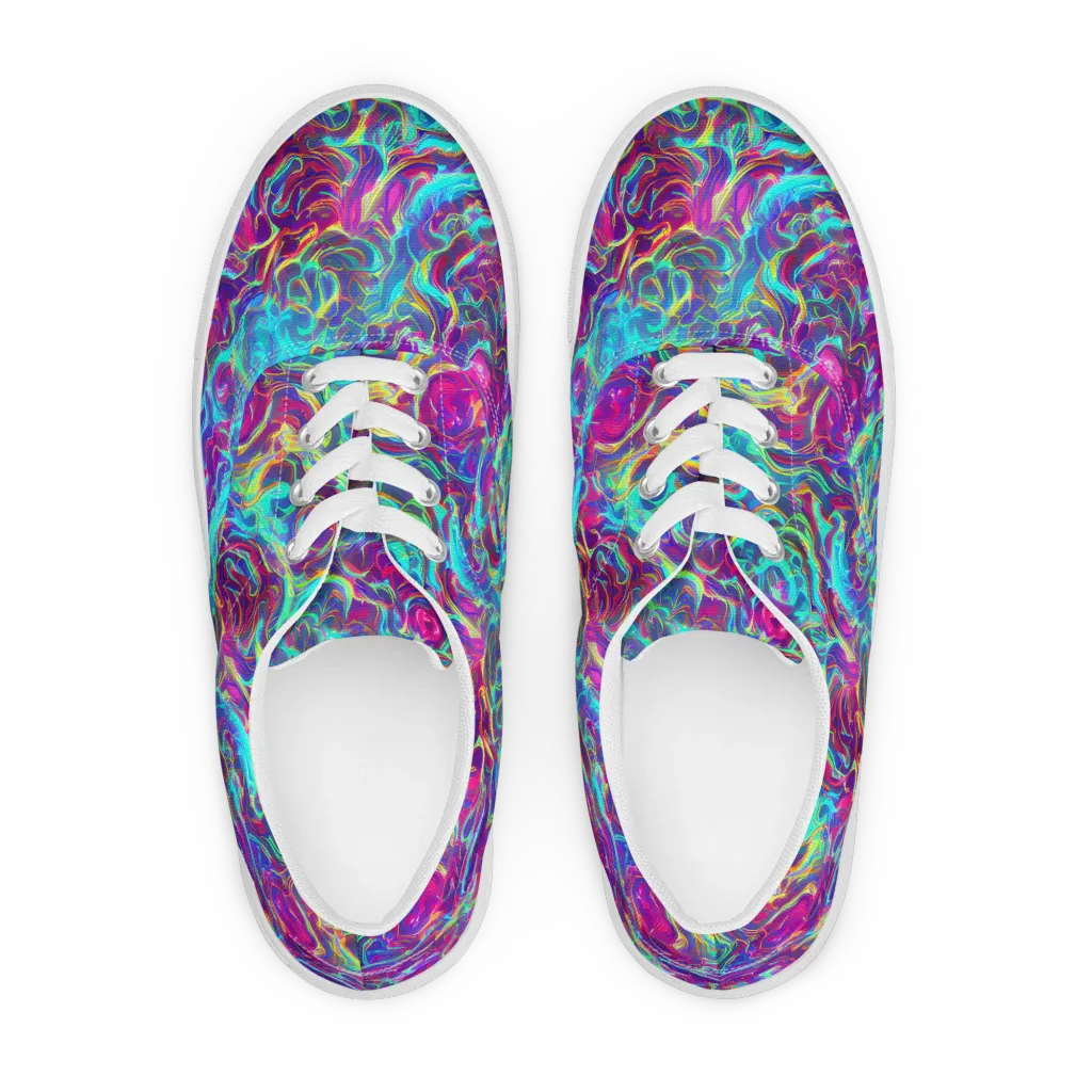 Surreal Riptide on Men's Lace-Up Canvas Shoes — Front