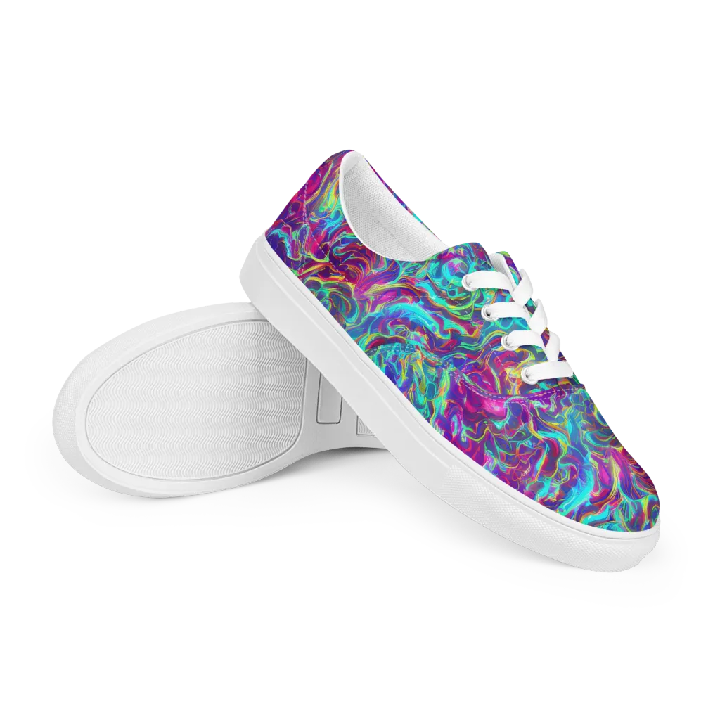Surreal Riptide on Men's Lace-Up Canvas Shoes — Right Front
