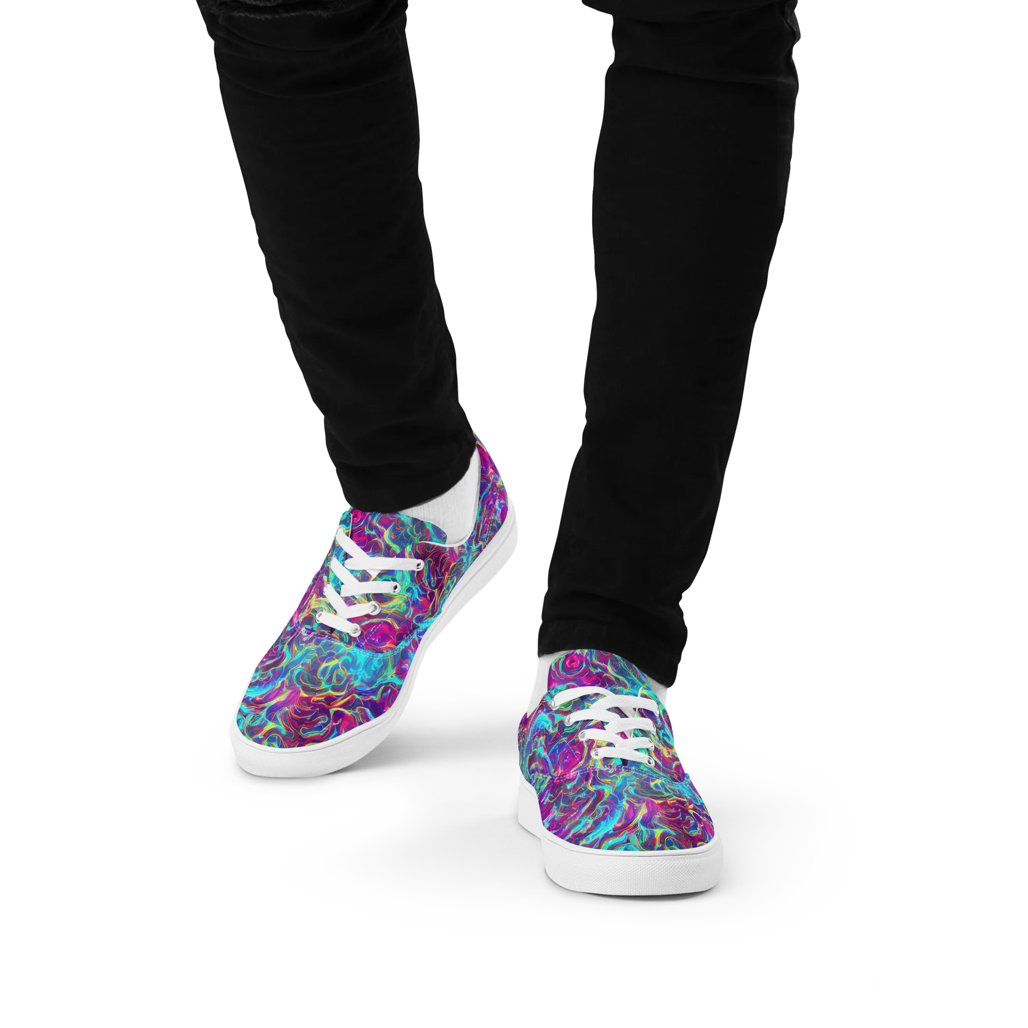 Surreal Riptide on Men's Lace-Up Canvas Shoes — Front