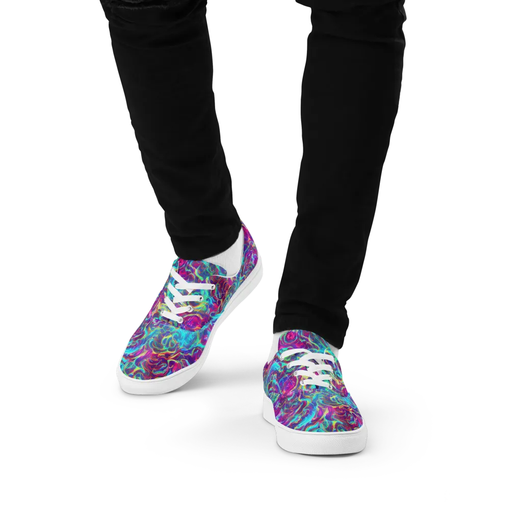 Surreal Riptide on Men's Lace-Up Canvas Shoes — Front