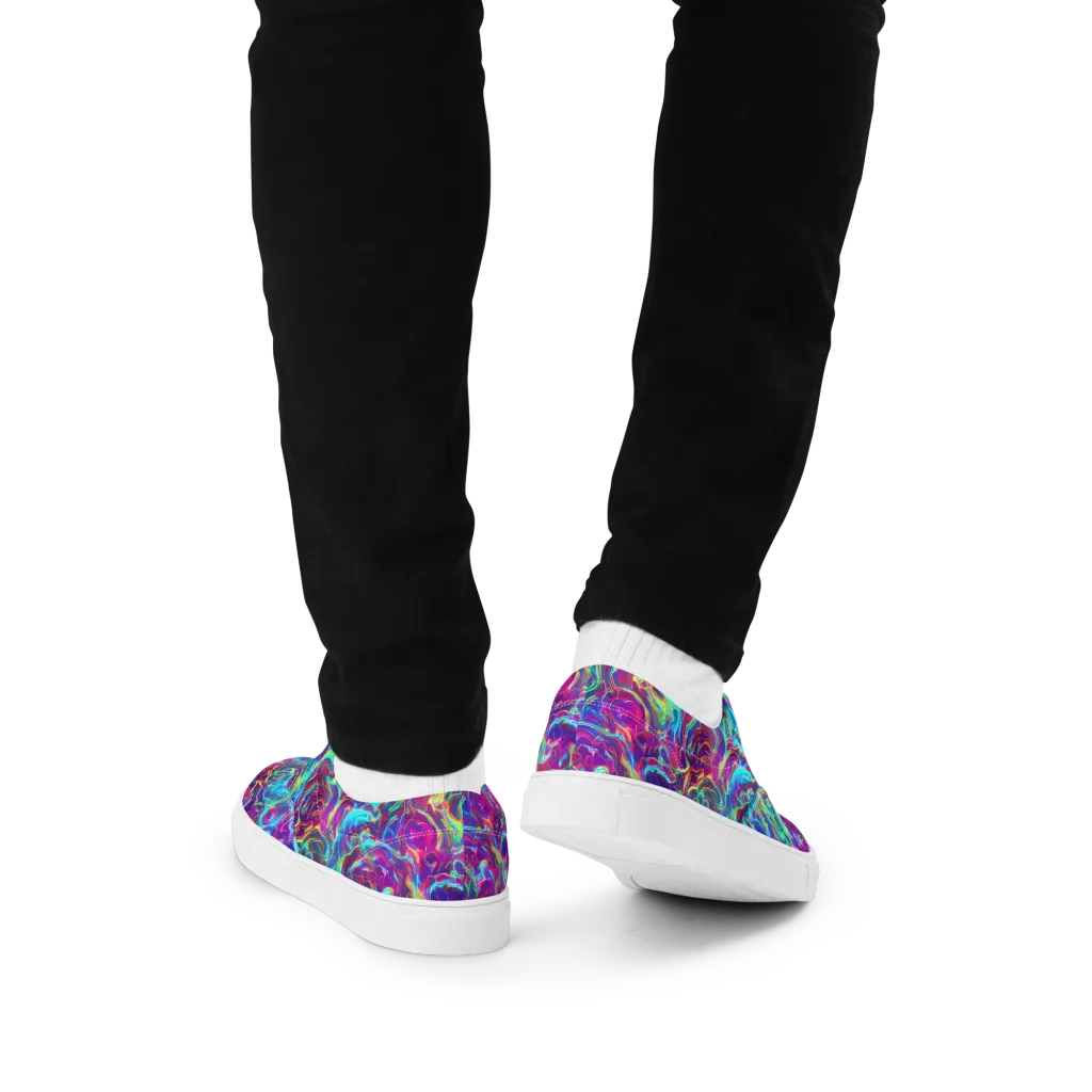 Surreal Riptide on Men's Lace-Up Canvas Shoes — Back