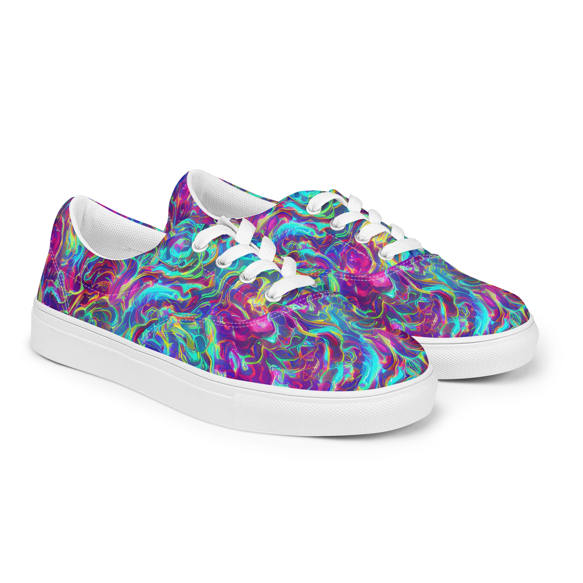 Surreal Riptide on Men's Lace-Up Canvas Shoes — Right Front