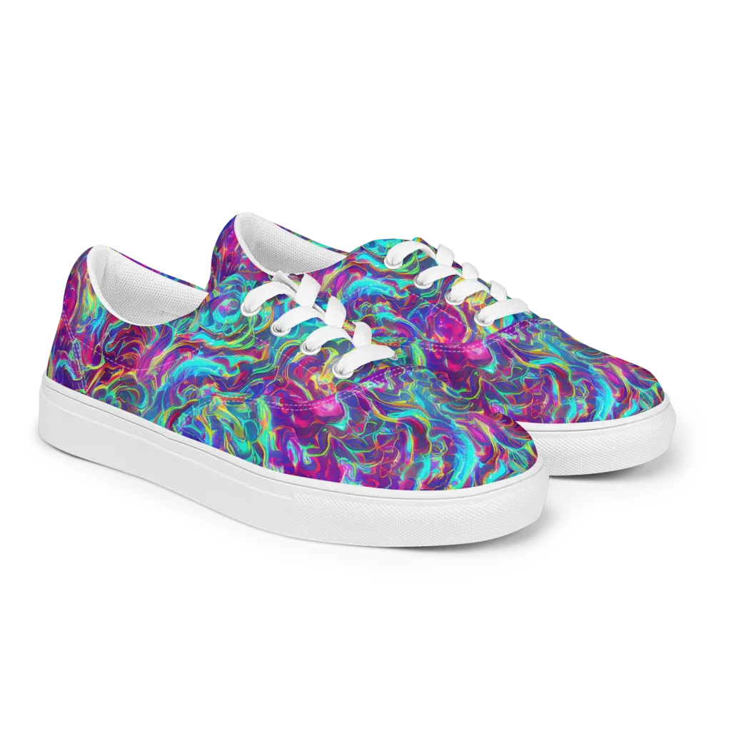 Surreal Riptide on Men's Lace-Up Canvas Shoes — Right Front