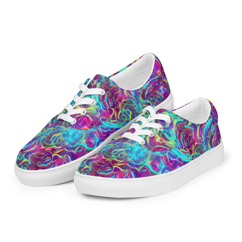 Surreal Riptide on Men's Lace-Up Canvas Shoes — Left Front