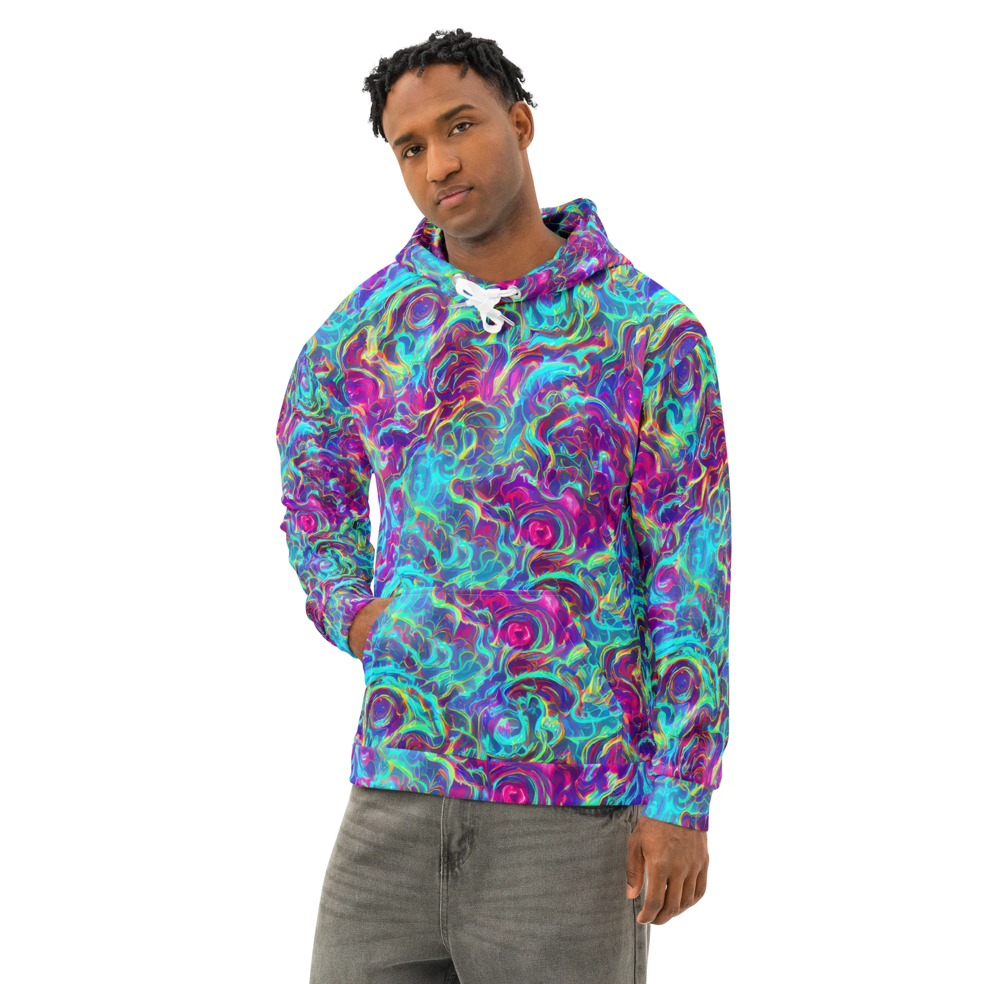 Surreal Riptide on Cotton Hoodie — Left Front
