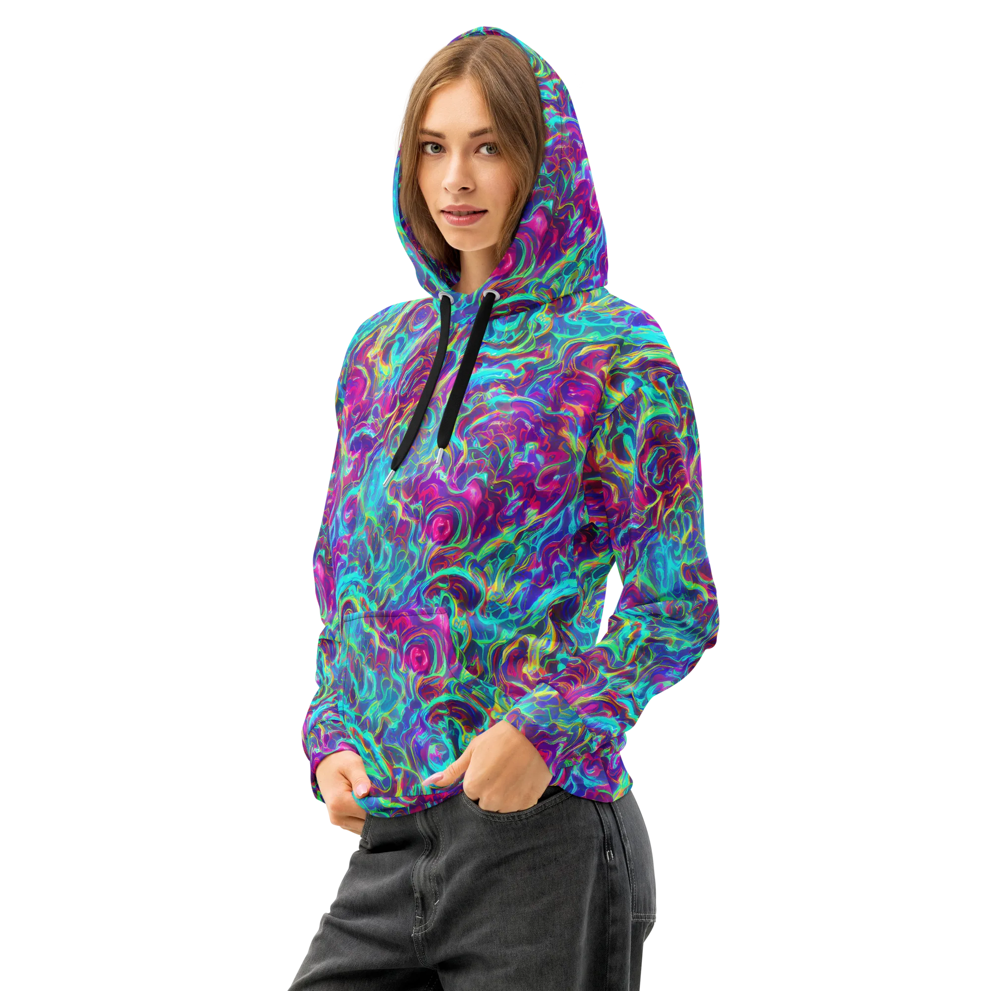 Surreal Riptide on Cotton Hoodie — Left Front