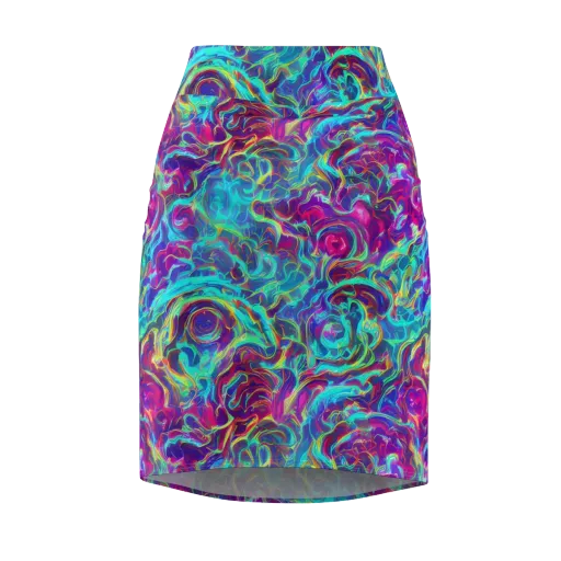 Surreal Riptide on a Pencil Skirt