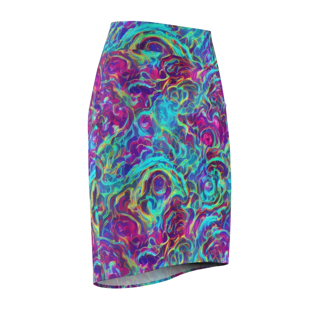 Surreal Riptide on Pencil Skirt — Front Side