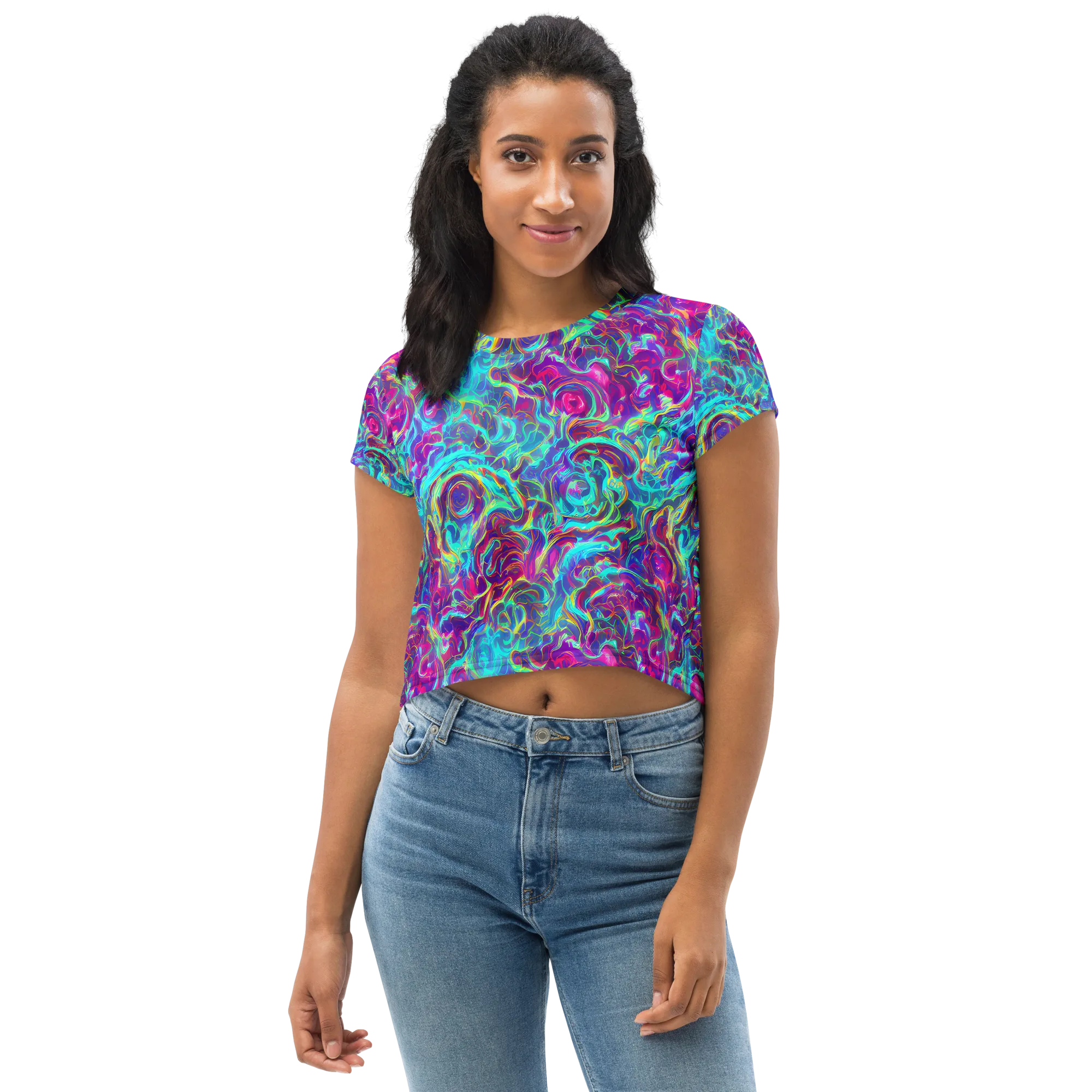 Surreal Riptide on Crop Tee — Front