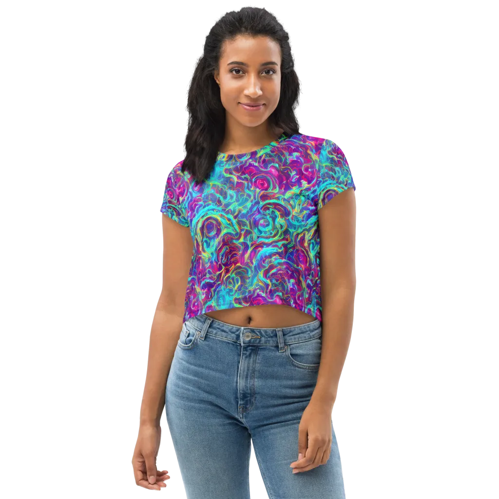 Surreal Riptide on Crop Tee — Front