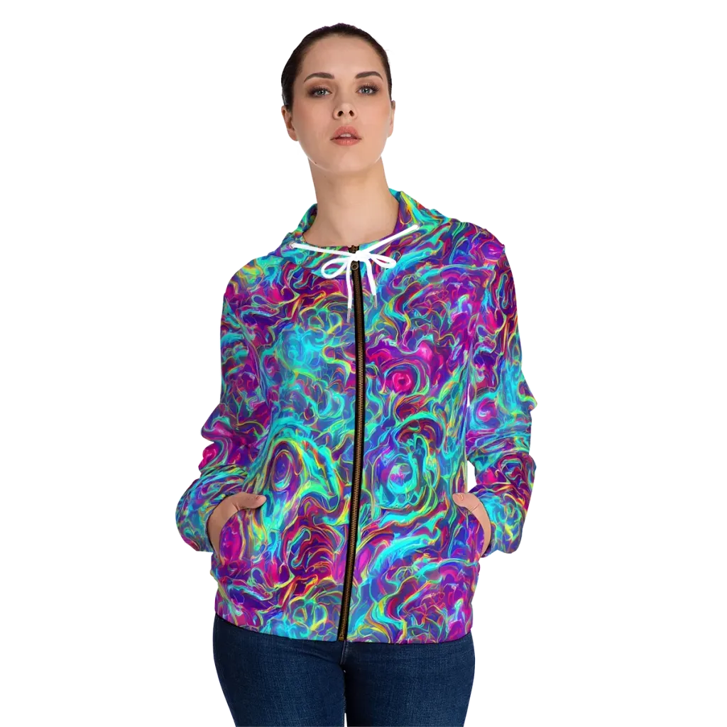 Surreal Riptide on Women's Full-Zip Hoodie — Front On Person