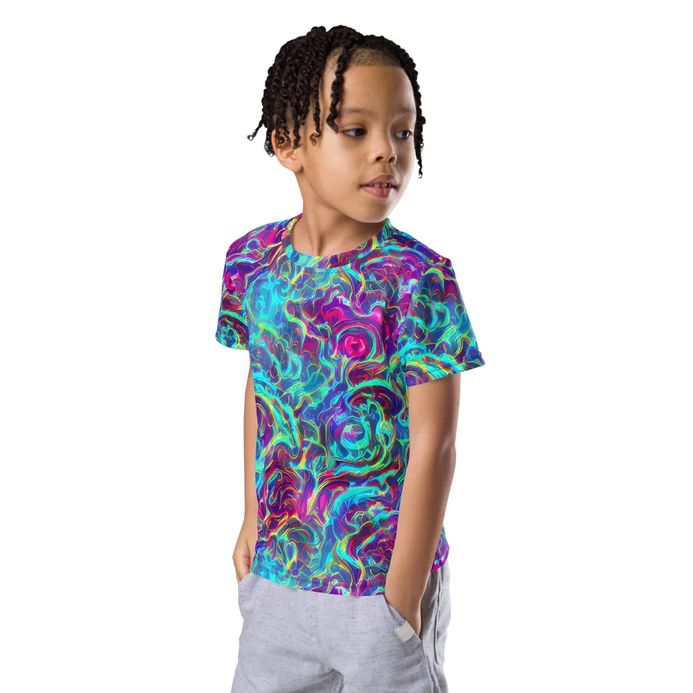 Surreal Riptide on Kids Crew Neck T-Shirt — Left Front