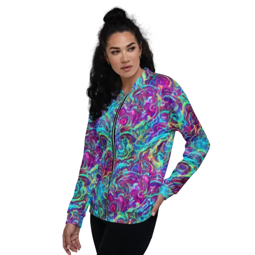 Surreal Riptide on a Bomber Jacket