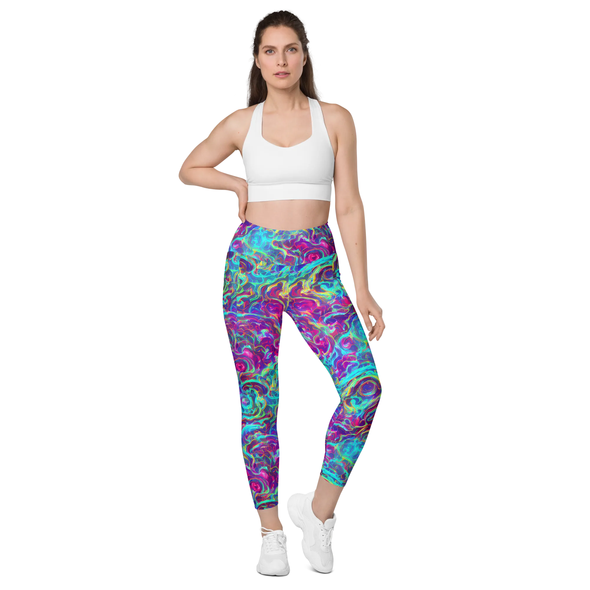 Surreal Riptide on Leggings with Pockets — Front