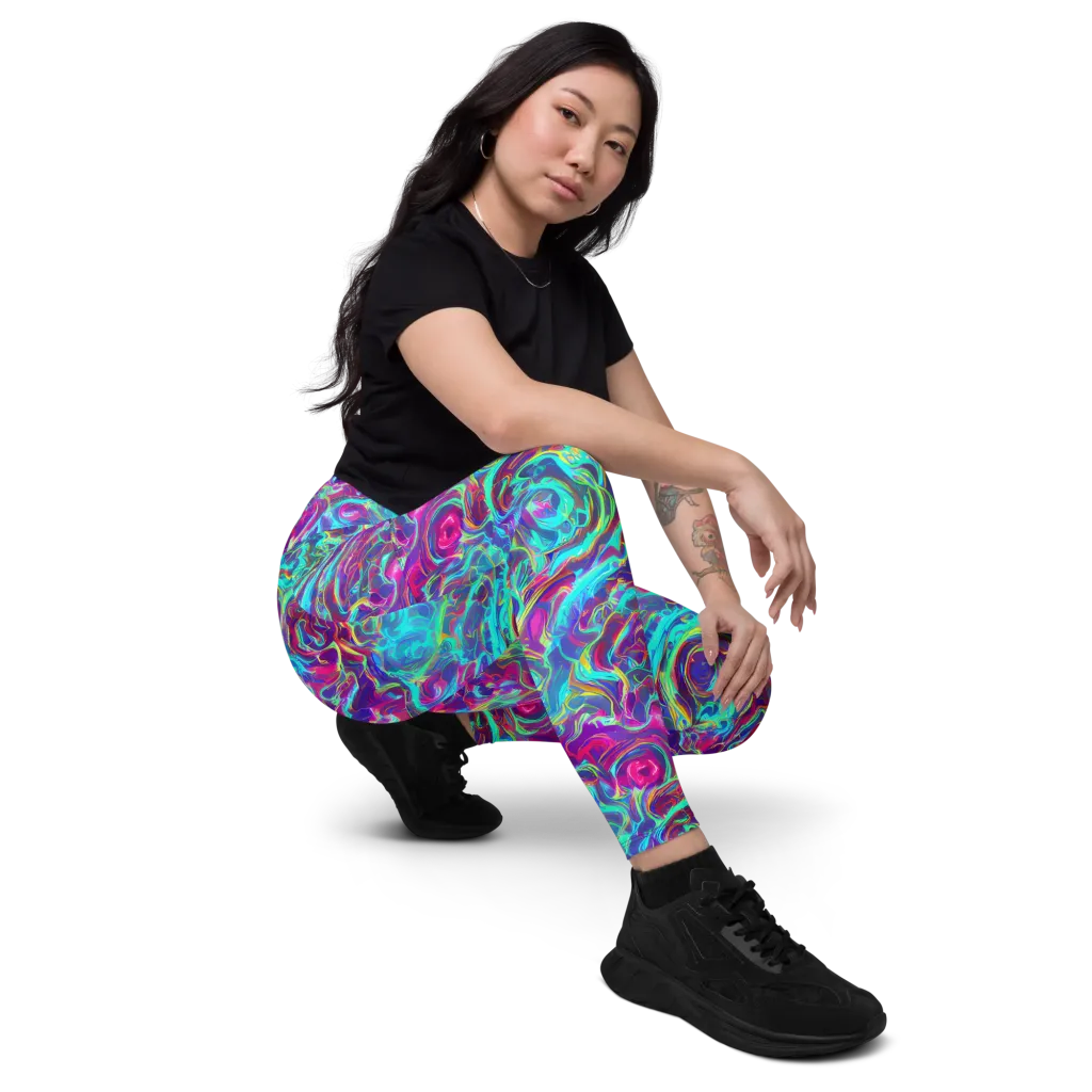Surreal Riptide on Leggings with Pockets — Right Front