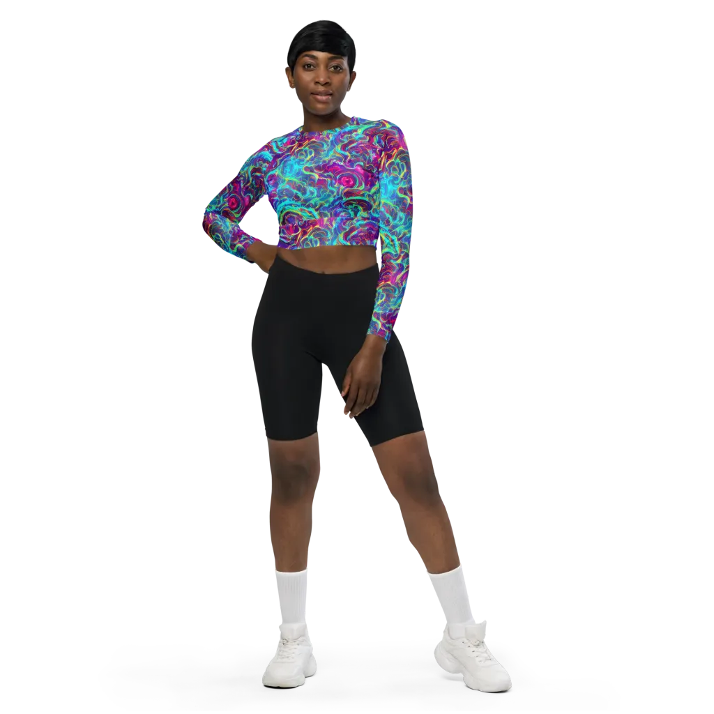 Surreal Riptide on Long Sleeve Crop Top — Front
